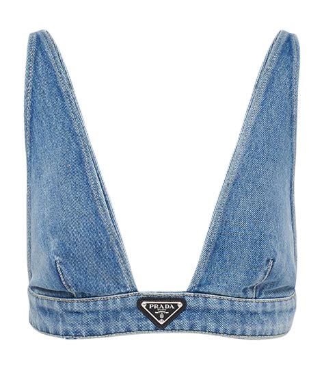 prada denim jacket women's|Prada denim bralette.